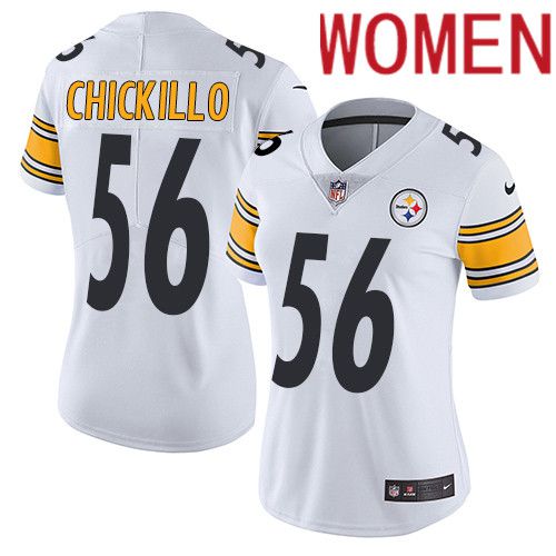 Women Pittsburgh Steelers 56 Anthony Chickillo Nike White Vapor Limited NFL Jersey